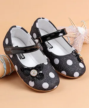 Cute Walk by Babyhug Party Wear Ballerinas  Polka Dot Print - Black