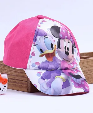 Babyhug Summer Caps Daisy Duck & Minnie Mouse Print - Pink