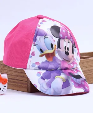 Babyhug Summer Caps Daisy Duck & Minnie Mouse Print - Pink