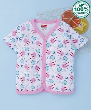 Babyhug Half Sleeves Organic Cotton Vest Allover Print - Pink