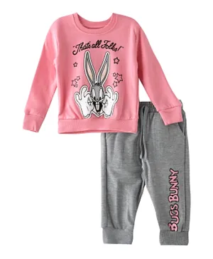 Bugs Bunny That's All Folk Sweatshirt & Joggers Set - Pink