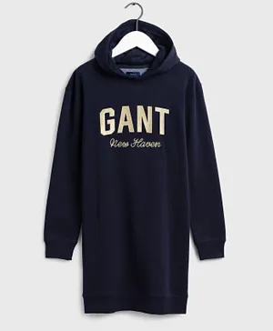 Gant Graphic Hooded Dress - Evening Blue