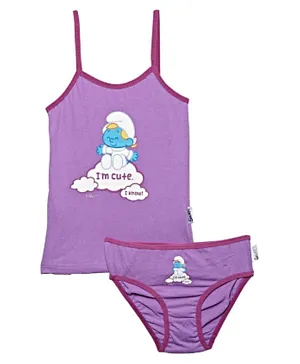 The Smurfs Cotton Slip & Panty Set - Purple