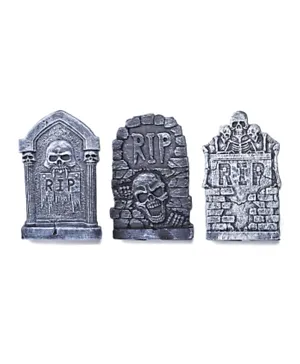 Bristol Novelty Tombstone 3 Pieces Halloween Accessory - Grey