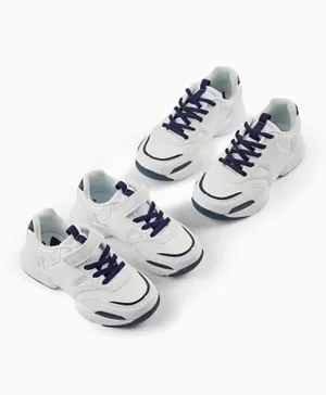 Zippy Non-slip Trainer Shoes - White & Navy Blue