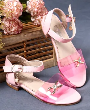 Cute Walk by Babyhug Party Wear Sandals Bead Detailing - Pink