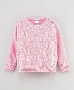 Babyhug Full Sleeves Sweater Self Design - Light Pink