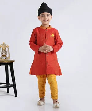 Babyhug Full Sleeves Kurta & Jodhpuri Pant - Orange