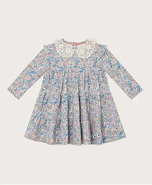 Monsoon Children Baby Ditsy Collar Jersey Dress - Blue