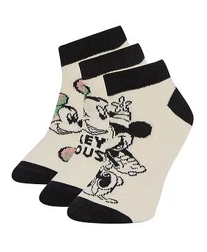 DeFacto 3 Pack Mickey Mouse Low Cut Socks - Multicolor