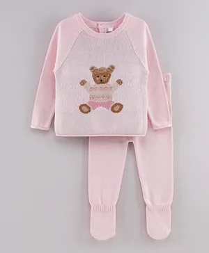 Bonjour BeBe 2Pc Bear Top & Trouser Set - Baby Pink