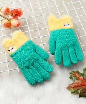 Babyhug Hand Gloves kitty Patch - Blue