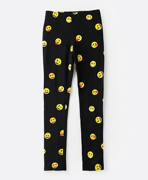 Emoji Graphic Leggings - Black