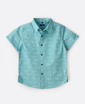 Jam Shark Printed Woven Shirt - Sky Blue