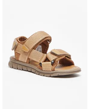 LBL by Shoexpress Hook & Loop Closure Textured Floater Sandals - Tan