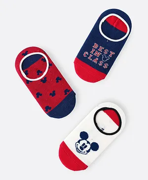 Disney 3 Pack Mickey Mouse No Show Socks - Multicolor