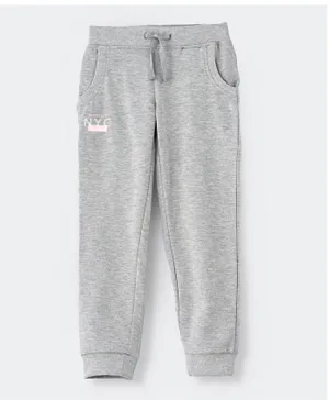 Jelliene Knit Joggers With Small Print At Pocket - Light Grey