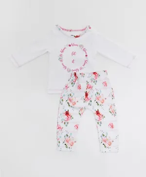 R&B Kids Floral Pyjama Set - White
