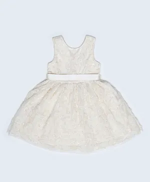 R&B Kids Embroidered Fit And Flare Dress - Off White