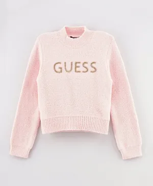 Guess Kids Furry Blended Yarn Sweater - Pink