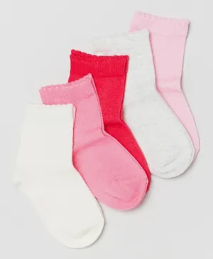 OVS 5 Pack Solid Ankle Length Socks - Pink, Red and White