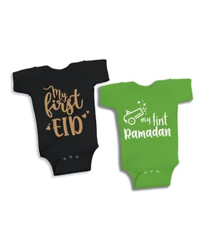 Brain Giggles 2 Pack My First EID & My First Ramadan Bodysuits - Multicolor