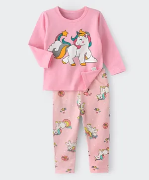 Babyqlo Unicorn Graphic Pyjama Set - Pink