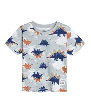 SMYK All Over Printed Dino T-Shirt - Light Blue