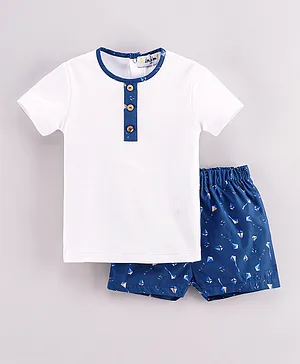 Les Lutins Short Sleeves T-Shirt with Shorts Set - White