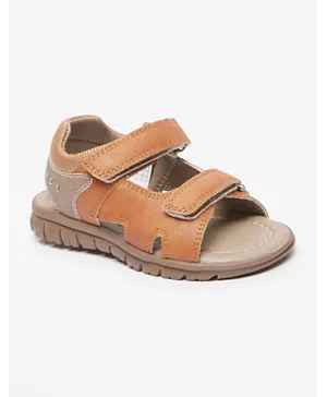 LBL by Shoexpress Colourblock Floaters with Velcro Closure - Tan