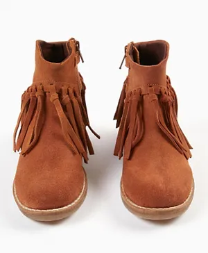 زيبي - حذاء من جلد الغزال - بني