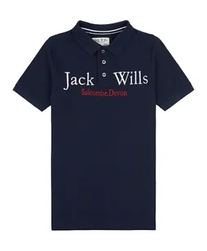 Jack Wills Cotton Embroidered Polo T-Shirt - Navy Blue