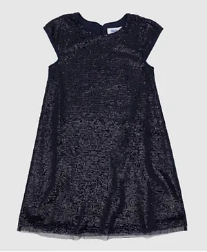 آر أند بي كيدز فستان بأكمام قصيرة للأطفال - أسود