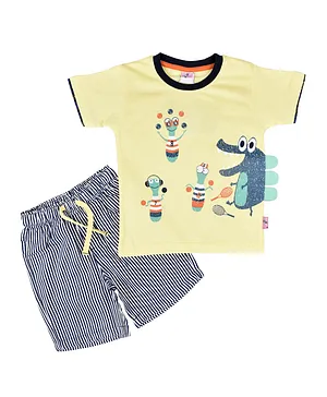 Smart Baby Dino Graphic T-Shirt & Shorts Set - Yellow