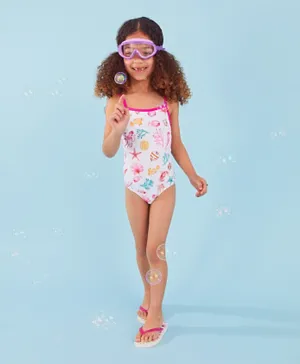 Monsoon Children Sea Animals Printed  V Cut Swimsuit - Pink