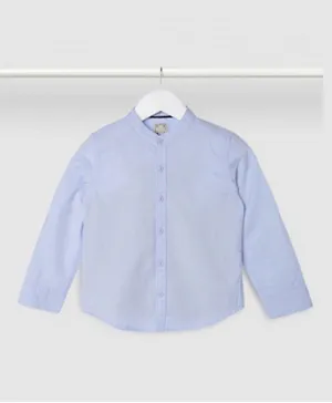 نيون قميص كاجوال بياقة ماندرين - أزرق
