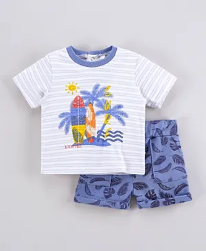 Lily and Jack Surfer Printed T-Shirt And Shorts Set - White