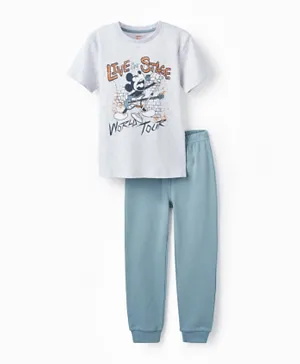 Zippy Mickey Mouse World Tour Graphic Pyjamas Set - Grey & Blue