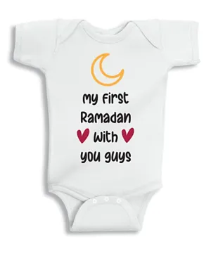 Twinkle Hands My First Ramadan With You Guys Baby Onesie - White
