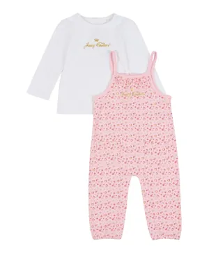 Juicy Couture Heart Print Dungaree With T-Shirt - Pink & White