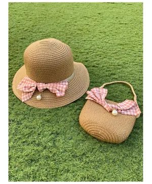 The Girl Cap Bow Hat and Bag Set - Brown