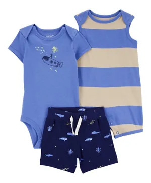 Carter's 3-Piece Ocean Life Little Bodysuit Set - Blue