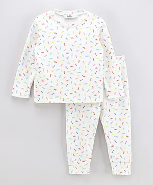 Les Lutins All Over Printed T-Shirt with Pants Set - White