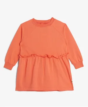 Cheekee Munkee Cotton Solid Dress - Coral
