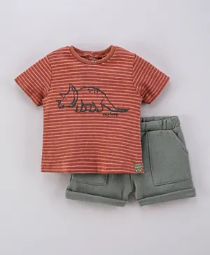 Lily and Jack Dinosaur T-Shirt And Shorts Set - Brown