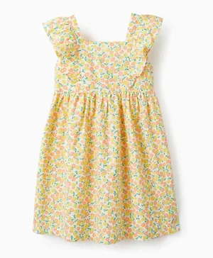 Zippy Cotton All Over Floral Printed Sleeveless Ruffled Dress - Multi Color