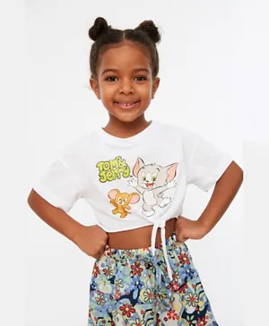 Trendyol Tom & Jerry Knitted Top - White