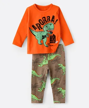 Babyqlo Dino Graphic Pyjama Set - Orange