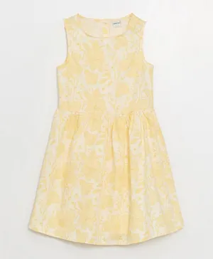 LC Waikiki All Over Floral Print Crew Neck Dress - Yellow