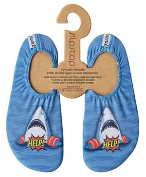 Slipstop Shark Help Print Pool Shoes- Blue